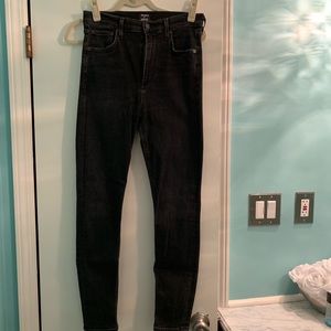 Tulula x Agolde off black high waisted skinny jean